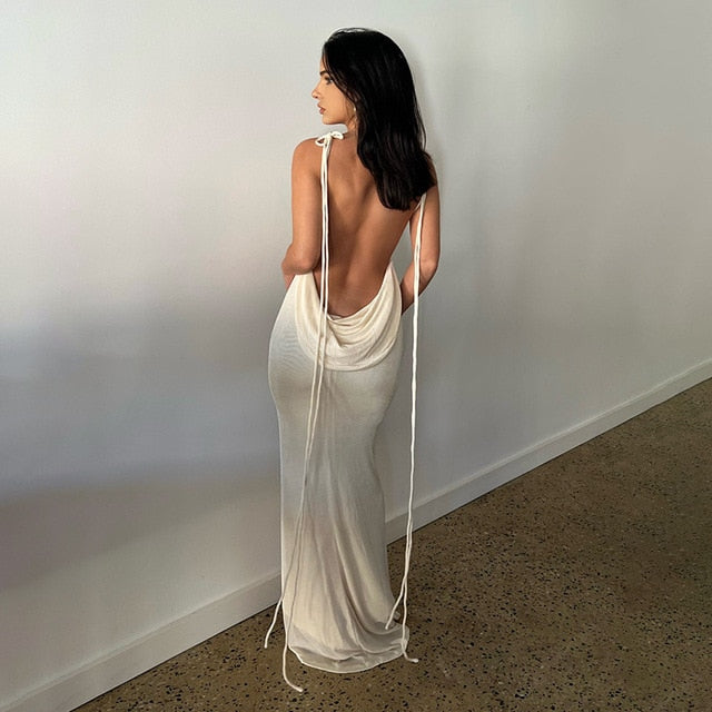 Open Back Slim Cami Strap Long Dresses - Premium  from Milly N Molly  - Just $44! Shop now at Milly N Molly  