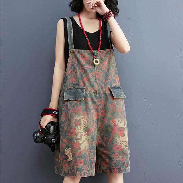 Floral Printed Denim Playsuits - Premium  from Milly N Molly  - Just $72! Shop now at Milly N Molly  