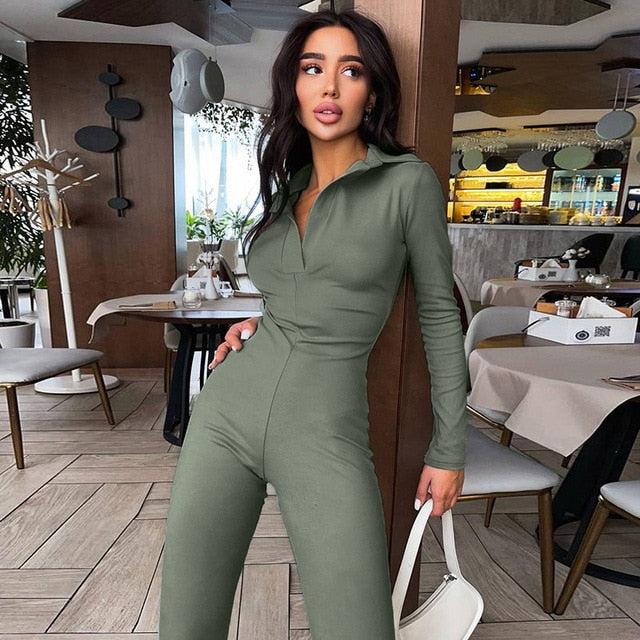 Long Sleeve V-Neck Skinny Jumpsuit - Premium  from Milly N Molly - Just $36! Shop now at Milly N Molly  