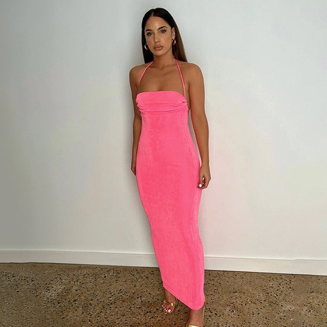 Open Back Slim Cami Strap Long Dresses - Premium  from Milly N Molly  - Just $44! Shop now at Milly N Molly  