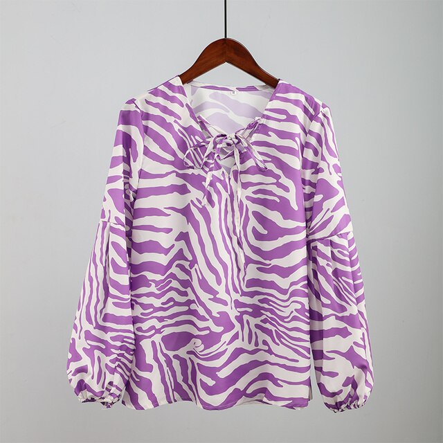 Zebra V-neck Women Blouse - Premium  from Milly N Molly - Just $35! Shop now at Milly N Molly  