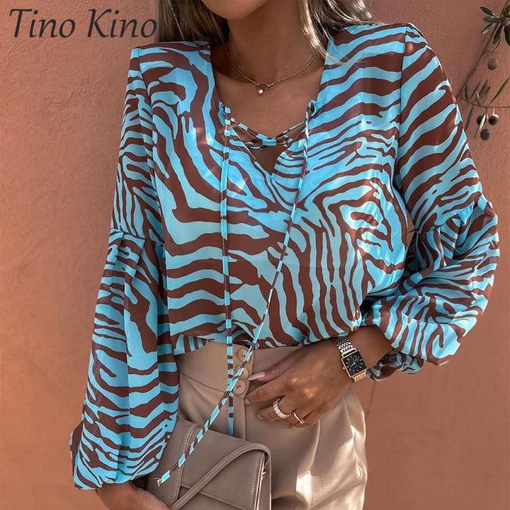Zebra V-neck Women Blouse - Premium  from Milly N Molly - Just $35! Shop now at Milly N Molly  