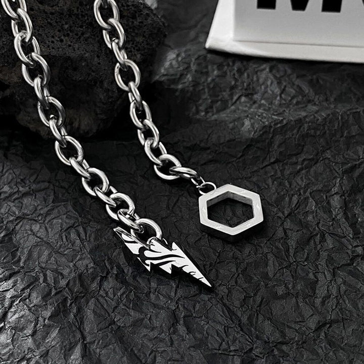 Lightning Hexagon Steel Necklace - Premium  from Milly N Molly - Just $19! Shop now at Milly N Molly  