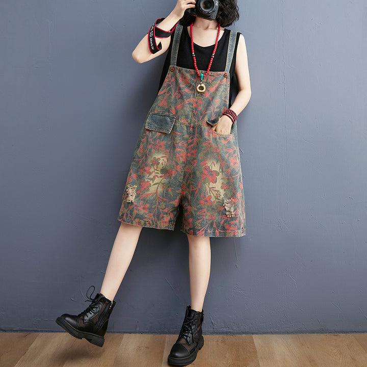 Floral Printed Denim Playsuits - Premium  from Milly N Molly  - Just $72! Shop now at Milly N Molly  