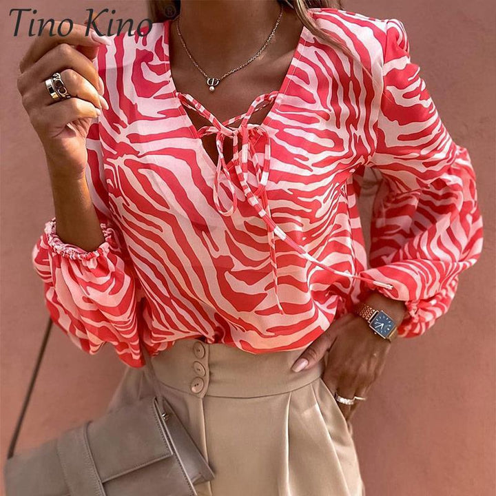 Zebra V-neck Women Blouse - Premium  from Milly N Molly - Just $35! Shop now at Milly N Molly  