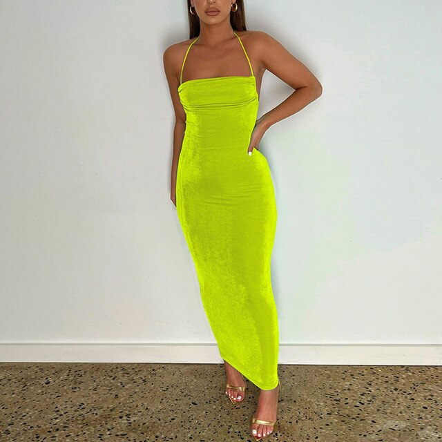 Open Back Slim Cami Strap Long Dresses - Premium  from Milly N Molly  - Just $44! Shop now at Milly N Molly  