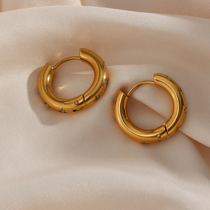 Star Thick Hoop Earrings - Premium  from Milly N Molly - Just $25! Shop now at Milly N Molly  