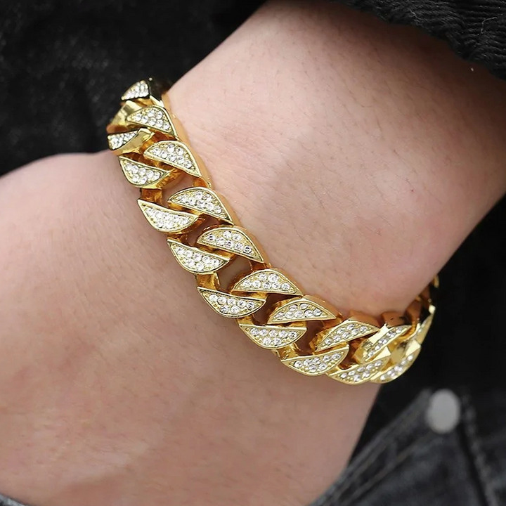 Miami Curb Cuban Chain Bracelet For Men Gold - Premium  from My Store - Just $11.10! Shop now at Milly N Molly  
