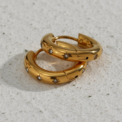 Star Thick Hoop Earrings - Premium  from Milly N Molly - Just $25! Shop now at Milly N Molly  