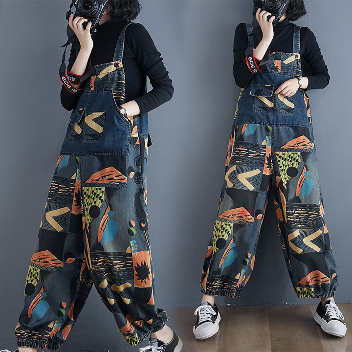 Abstract Print Denim Rompers - Premium  from Milly N Molly - Just $68! Shop now at Milly N Molly  
