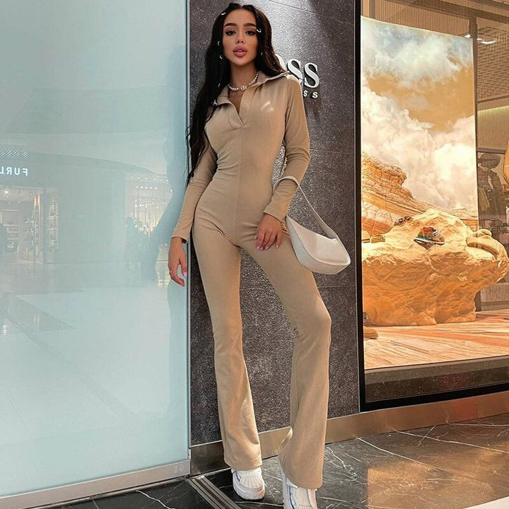 Long Sleeve V-Neck Skinny Jumpsuit - Premium  from Milly N Molly - Just $36! Shop now at Milly N Molly  