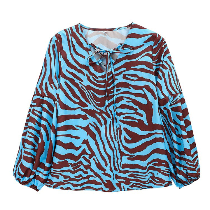 Zebra V-neck Women Blouse - Premium  from Milly N Molly - Just $35! Shop now at Milly N Molly  
