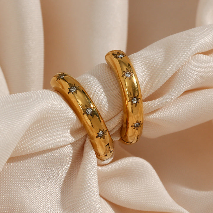 Star Thick Hoop Earrings - Premium  from Milly N Molly - Just $25! Shop now at Milly N Molly  