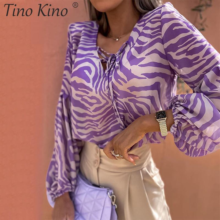 Zebra V-neck Women Blouse - Premium  from Milly N Molly - Just $35! Shop now at Milly N Molly  