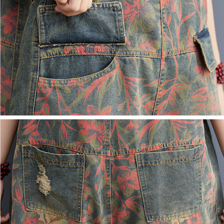 Floral Printed Denim Playsuits - Premium  from Milly N Molly  - Just $72! Shop now at Milly N Molly  
