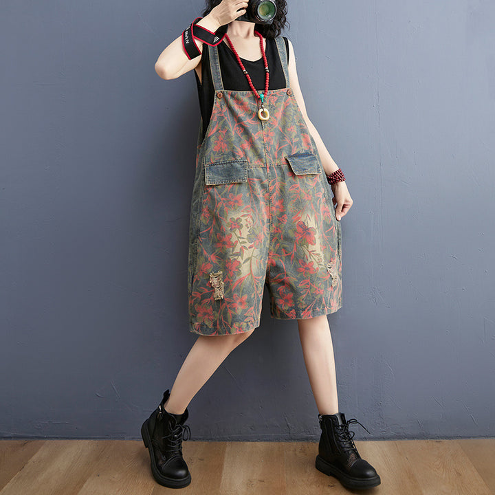 Floral Printed Denim Playsuits - Premium  from Milly N Molly  - Just $72! Shop now at Milly N Molly  